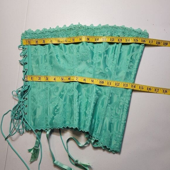 Frederick's of Hollywood Y2K Teal Mint Lace Up Corset Bustier and Matching Thong - Picture 10 of 12